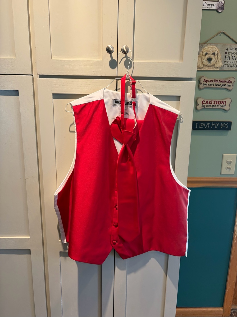 Red Men's Vest with Tie